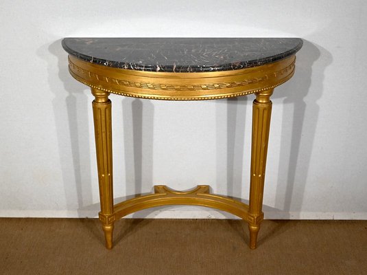 Louis XVI Style Console Table in Marble and Golden Wood-RVK-1395676