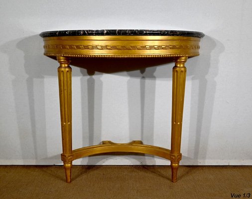 Louis XVI Style Console Table in Marble and Golden Wood-RVK-1395676