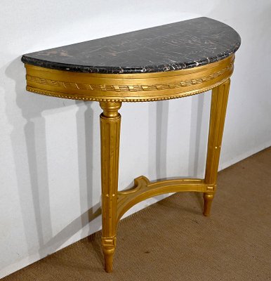 Louis XVI Style Console Table in Marble and Golden Wood-RVK-1395676