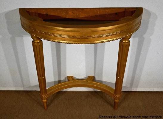 Louis XVI Style Console Table in Marble and Golden Wood-RVK-1395676