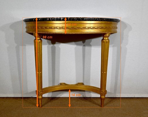 Louis XVI Style Console Table in Marble and Golden Wood-RVK-1395676