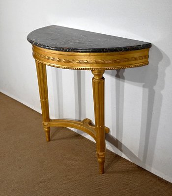 Louis XVI Style Console Table in Marble and Golden Wood-RVK-1395676