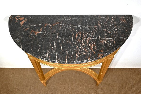 Louis XVI Style Console Table in Marble and Golden Wood-RVK-1395676