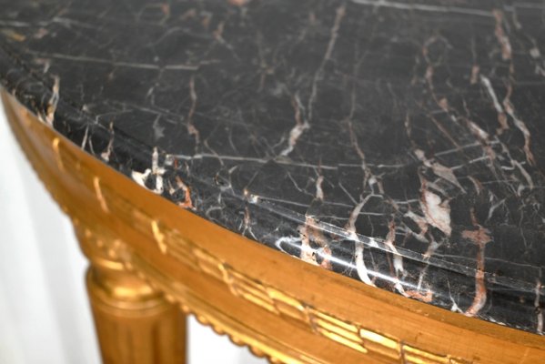 Louis XVI Style Console Table in Marble and Golden Wood-RVK-1395676