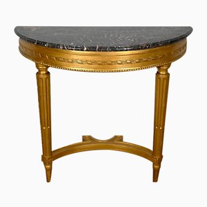 Louis XVI Style Console Table in Marble and Golden Wood-RVK-1395676