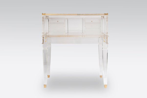 Louis XVI Style Cylinder Secretary Desk in Acrylic Glass, Late 1980s-NJJ-955144