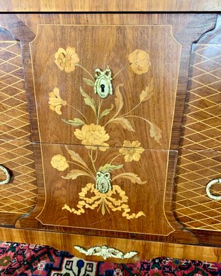 Louis XVI Style Dresser with Flower Marquetry & Pink Marble, 1920s-EQU-1419324