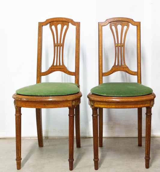 Louis XVI Style French Caned Dining Chairs or Side Chairs, Set of 2