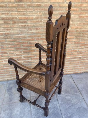 Louis XVI Style French Carved Walnut Armchair with Reed Seats-NOU-773404