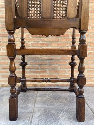 Louis XVI Style French Carved Walnut Armchair with Reed Seats-NOU-773404