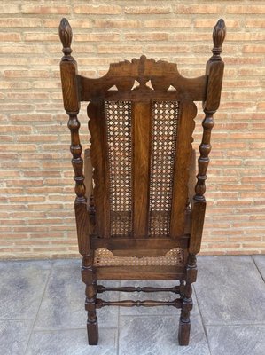 Louis XVI Style French Carved Walnut Armchair with Reed Seats-NOU-773404