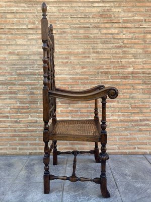 Louis XVI Style French Carved Walnut Armchair with Reed Seats-NOU-773404