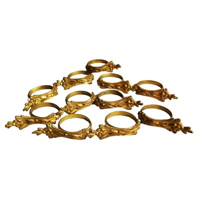 Louis XVI Style French Gilt and Chiseled Bronze Curtain Rings, Set of 11-QRS-1143795