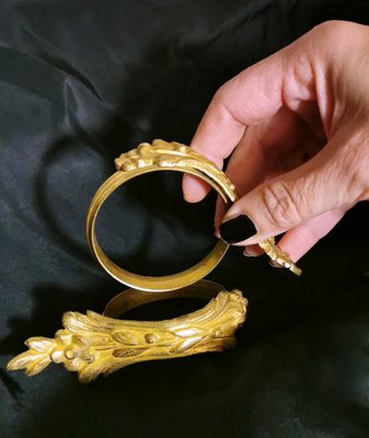 Louis XVI Style French Gilt and Chiseled Bronze Curtain Rings, Set of 11-QRS-1143795