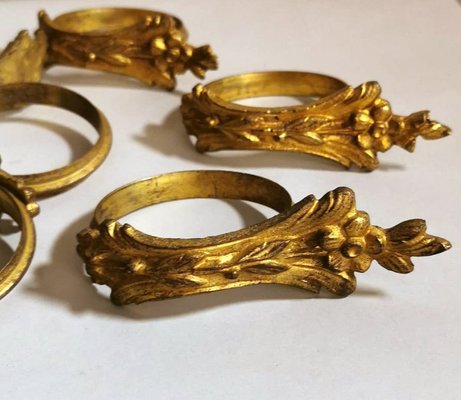 Louis XVI Style French Gilt and Chiseled Bronze Curtain Rings, Set of 11-QRS-1143795