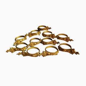 Louis XVI Style French Gilt and Chiseled Bronze Curtain Rings, Set of 11-QRS-1143795