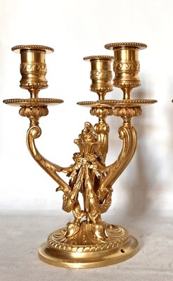 Louis XVI Style Gilded Bronze Candlesticks, Set of 2-AWH-1309230