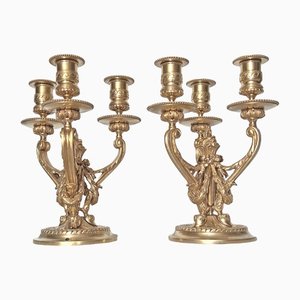 Louis XVI Style Gilded Bronze Candlesticks, Set of 2-AWH-1309230