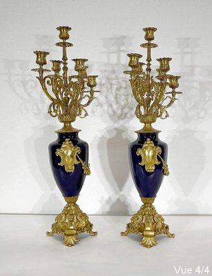 Louis XVI Style Gilded Bronze Clock & Vases, Set of 3-RVK-1372845