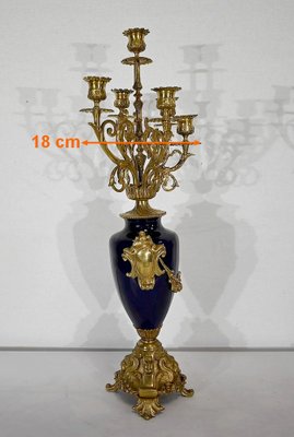 Louis XVI Style Gilded Bronze Clock & Vases, Set of 3-RVK-1372845