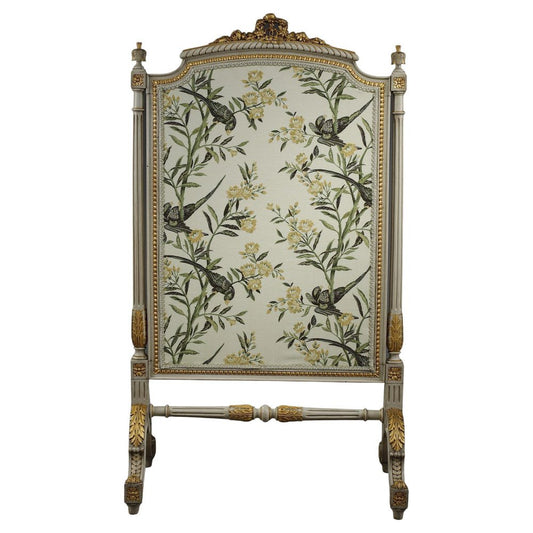 Louis XVI Style Gilded Wood Fire Screen with Parrots