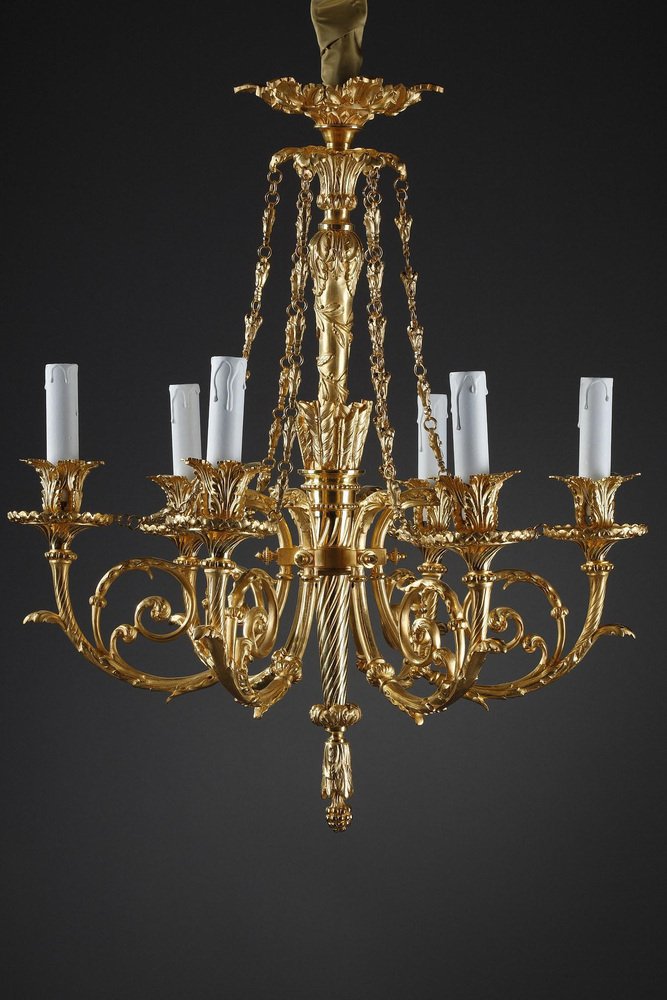 Louis XVI Style Gilt Bronze Chandelier with Parrots