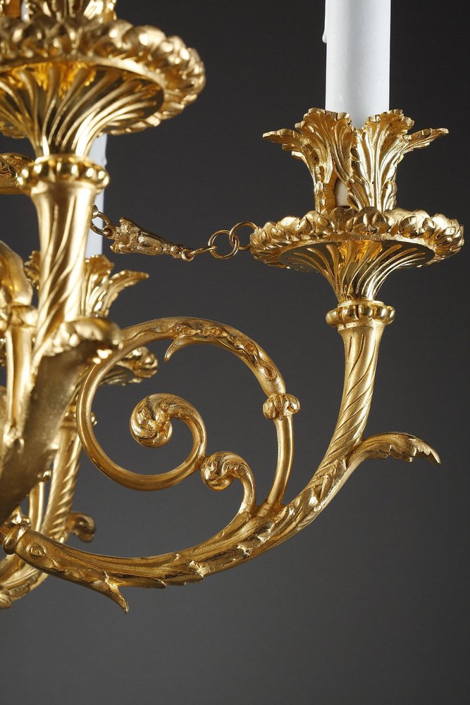 Louis XVI Style Gilt Bronze Chandelier with Parrots