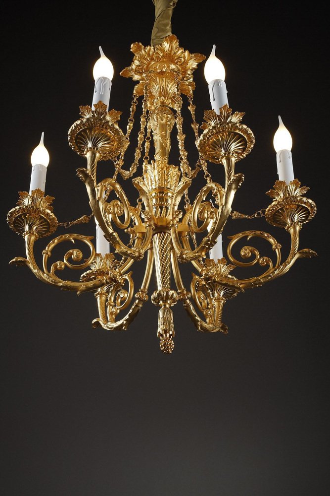 Louis XVI Style Gilt Bronze Chandelier with Parrots