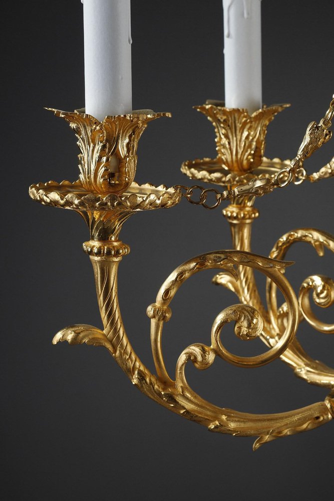 Louis XVI Style Gilt Bronze Chandelier with Parrots