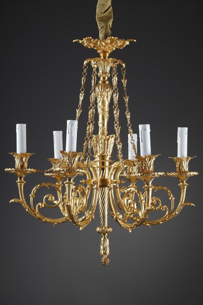 Louis XVI Style Gilt Bronze Chandelier with Parrots