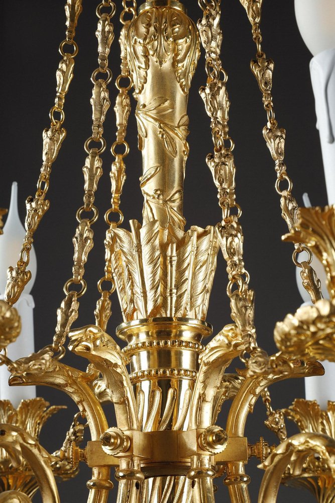 Louis XVI Style Gilt Bronze Chandelier with Parrots