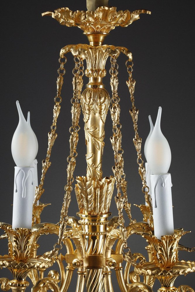 Louis XVI Style Gilt Bronze Chandelier with Parrots