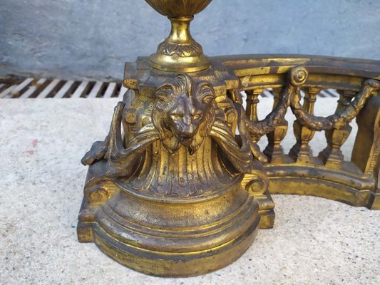 Louis XVI Style Gilt Bronze Fireplace Andiron-EAD-621383