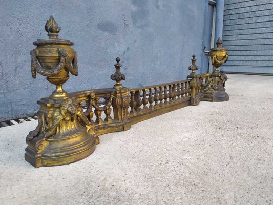 Louis XVI Style Gilt Bronze Fireplace Andiron-EAD-621383