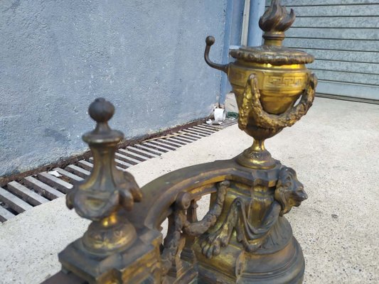 Louis XVI Style Gilt Bronze Fireplace Andiron-EAD-621383