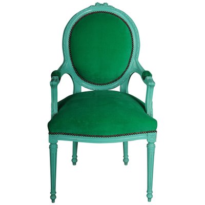 Louis XVI Style Green Armchair-FLW-1401787