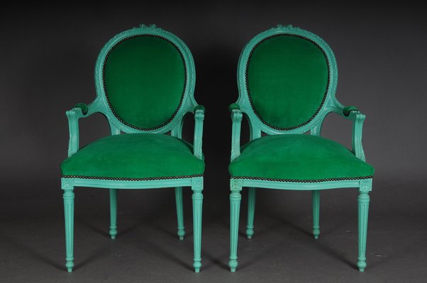 Louis XVI Style Green Armchair-FLW-1401787