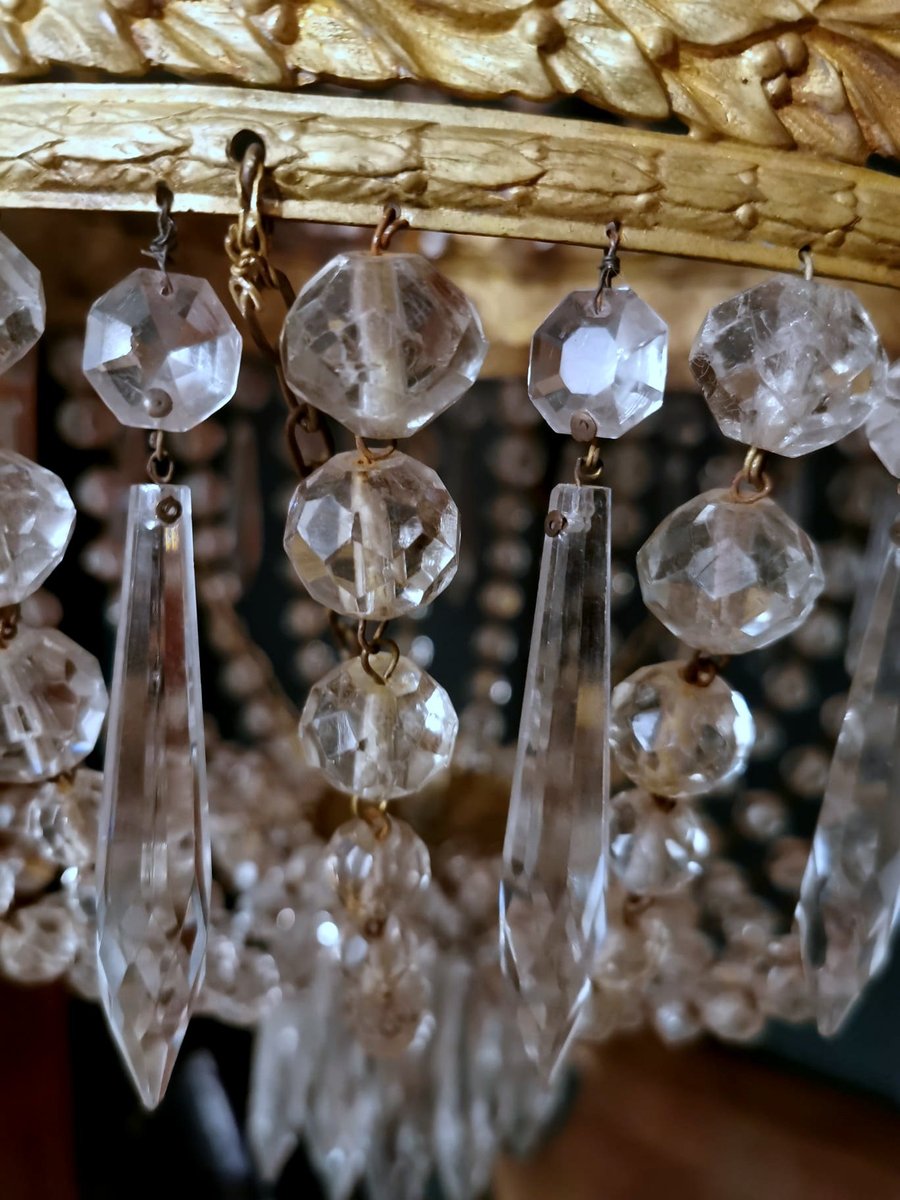 Louis XVI Style Hot Air Balloon Chandelier in Lead Crystal and Gilded Brass