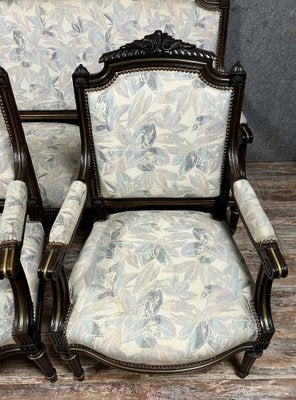 Louis XVI Style Living Room Set in Rosewood and Gilding, Set of 3-MWB-1782662