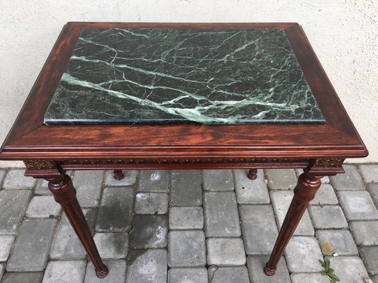 Louis XVI Style Marble, Brass & Wood Coffee Table, 1980s-WQQ-594347