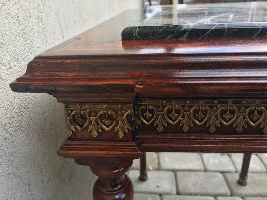 Louis XVI Style Marble, Brass & Wood Coffee Table, 1980s-WQQ-594347