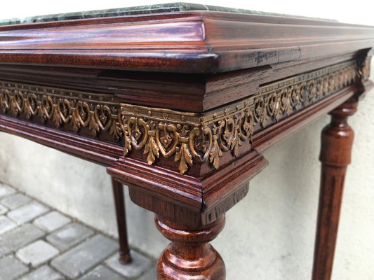 Louis XVI Style Marble, Brass & Wood Coffee Table, 1980s-WQQ-594347