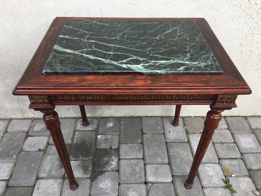 Louis XVI Style Marble, Brass & Wood Coffee Table, 1980s-WQQ-594347