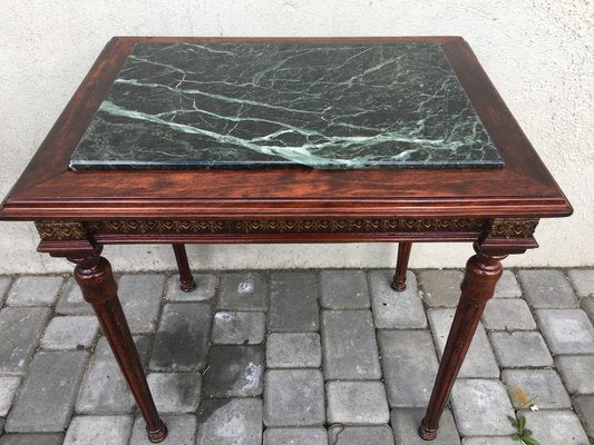 Louis XVI Style Marble, Brass & Wood Coffee Table, 1980s-WQQ-594347