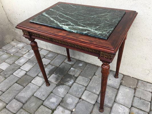 Louis XVI Style Marble, Brass & Wood Coffee Table, 1980s-WQQ-594347