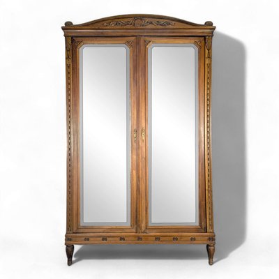 Louis XVI Style Mirror Wardrobe in Walnut-HLV-2033112