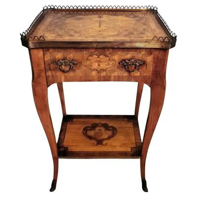 Louis XVI Style Nightstand in Walnut with Legs and Drawer-QRS-1309805