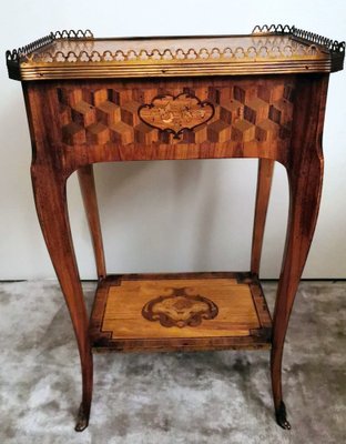 Louis XVI Style Nightstand in Walnut with Legs and Drawer-QRS-1309805