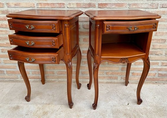 Louis XVI Style Nightstands with Drawers and Cabriole Legs, 1960s, Set of 2-NOU-1807260