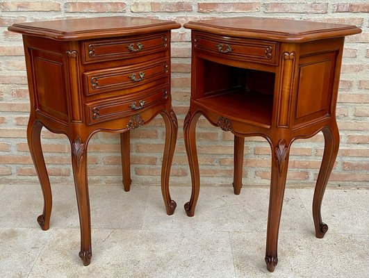 Louis XVI Style Nightstands with Drawers and Cabriole Legs, 1960s, Set of 2-NOU-1807260